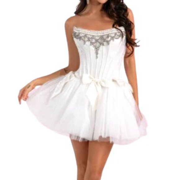 Portia and Scarlett PS25516 Cocktail Dress White Size 4 - Picture 1 of 4